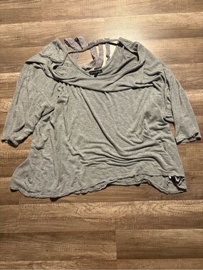 Lane Bryant Light Gray Scoop Neck Draped Women's Top
